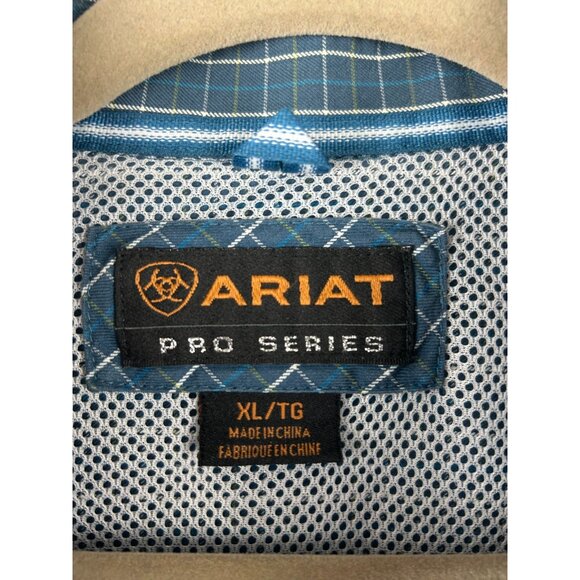 Ariat Pro Series Button Down Shirt Mens XLarge  Blue Long Sleeve Check - Picture 3 of 13